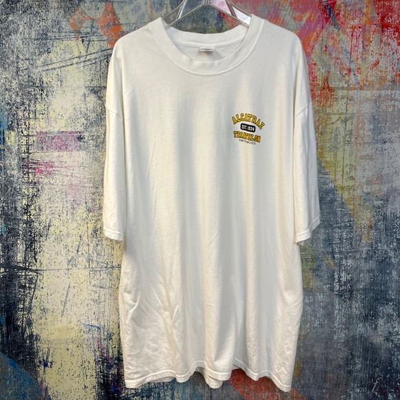Vintage Alcatraz Shirt Size XXL White Y2K Triathalon Tee Pyscho Destination LA - Picture 4 of 4